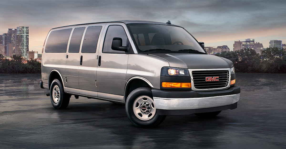 2025 GMC Savana Exterior in Front of a City
