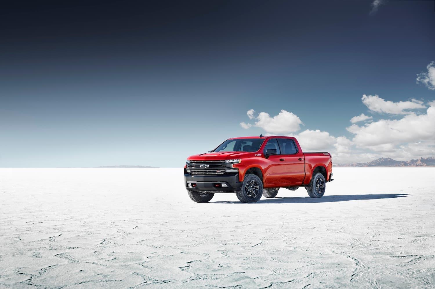 Red 2019 Chevy Silverado 1500 LT Parked in the Desert Red 2019 Chevy Silverado 1500 LT Parked in the Desert