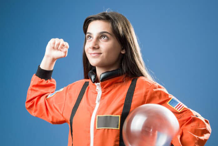 Girl in space suite