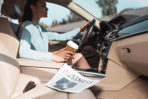 Woman driving late model used car