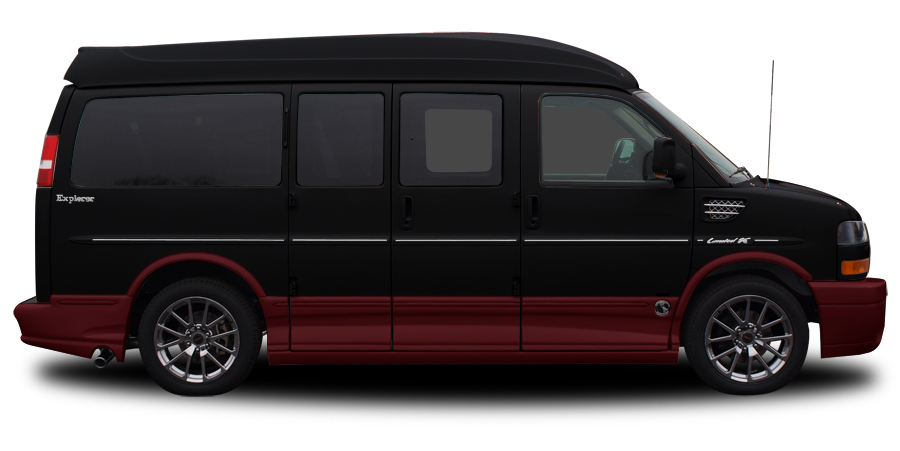 black and red van