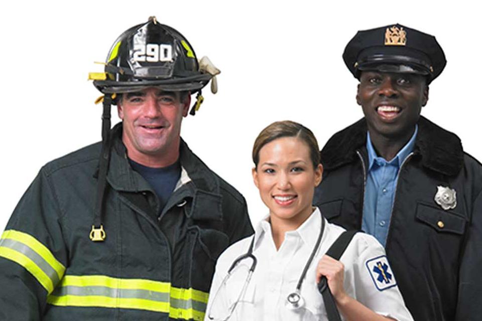 FireFighter, EMT/Paramedic, and Police Officer Group Shot