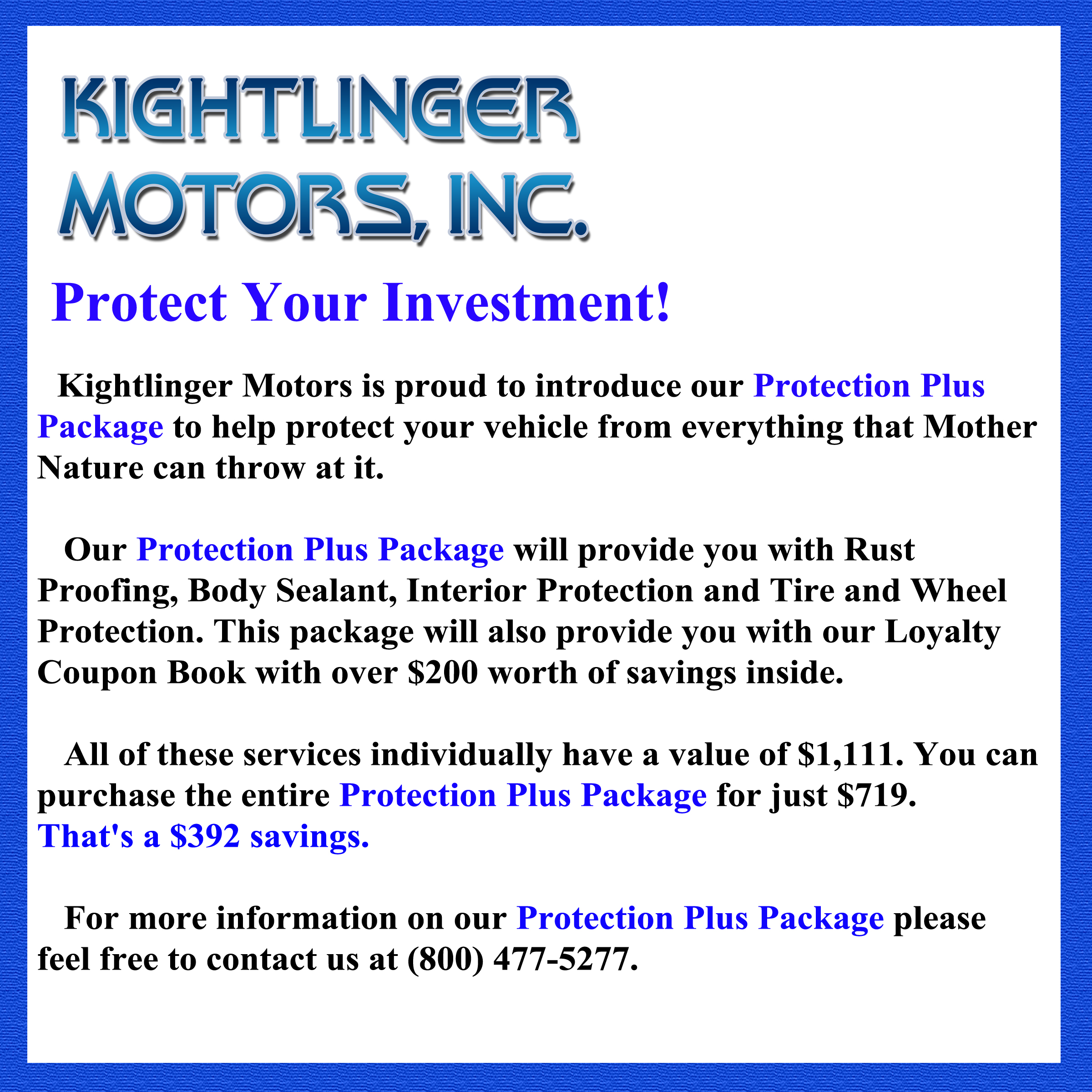 Kightlinger Motors is a COUDERSPORT Buick, Chevrolet, GMC dealer and a
