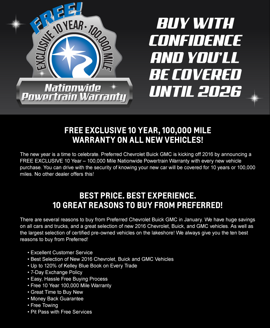 Nationwide Powertrain Warranty Available At Preferred Chevrolet Buick Gmc