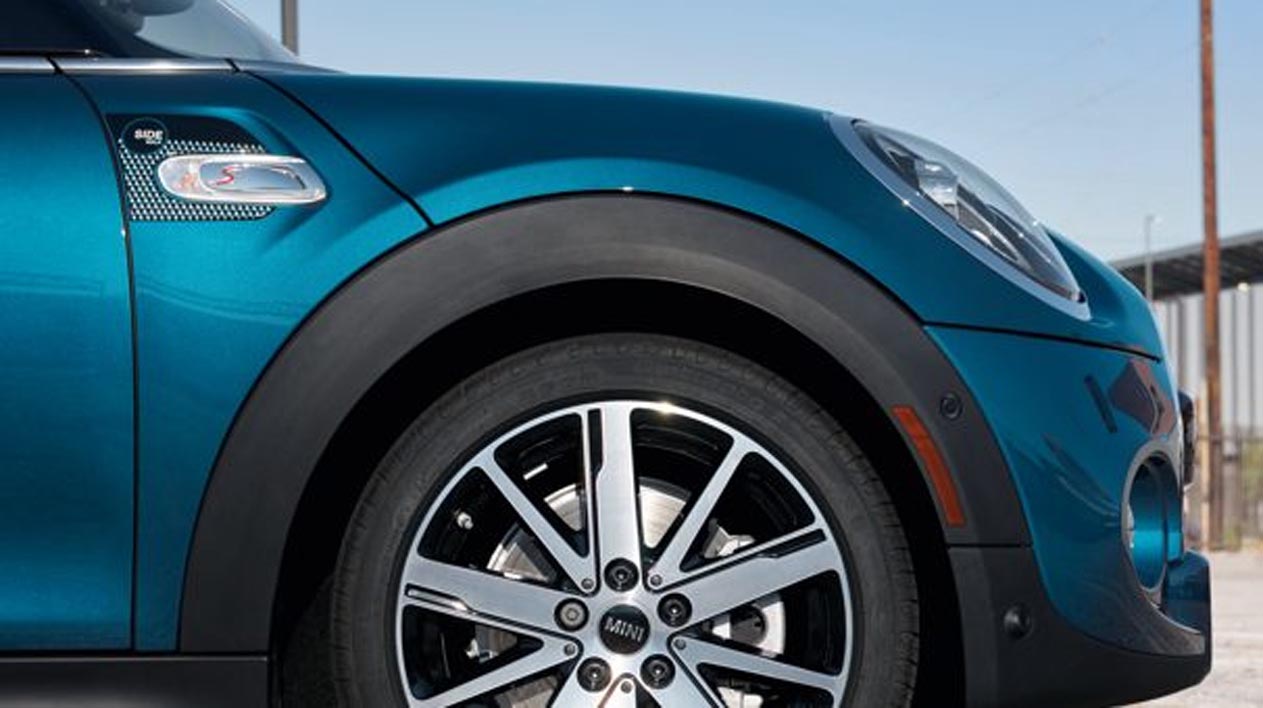 A closeup of the MINI Cooper S Convertible Sidewalk Edition from the side of the car.
