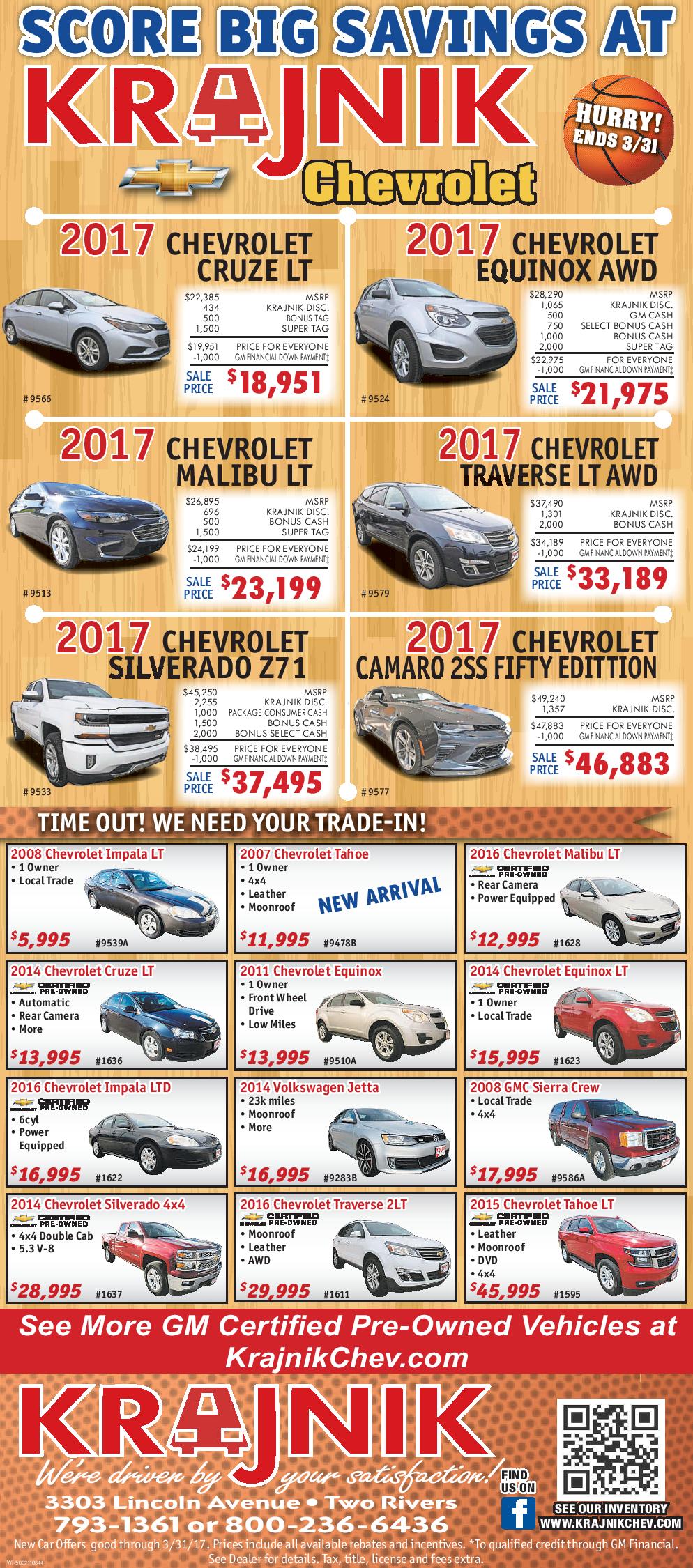 Krajnik Chevrolet is a TWO RIVERS Chevrolet dealer and a new car and