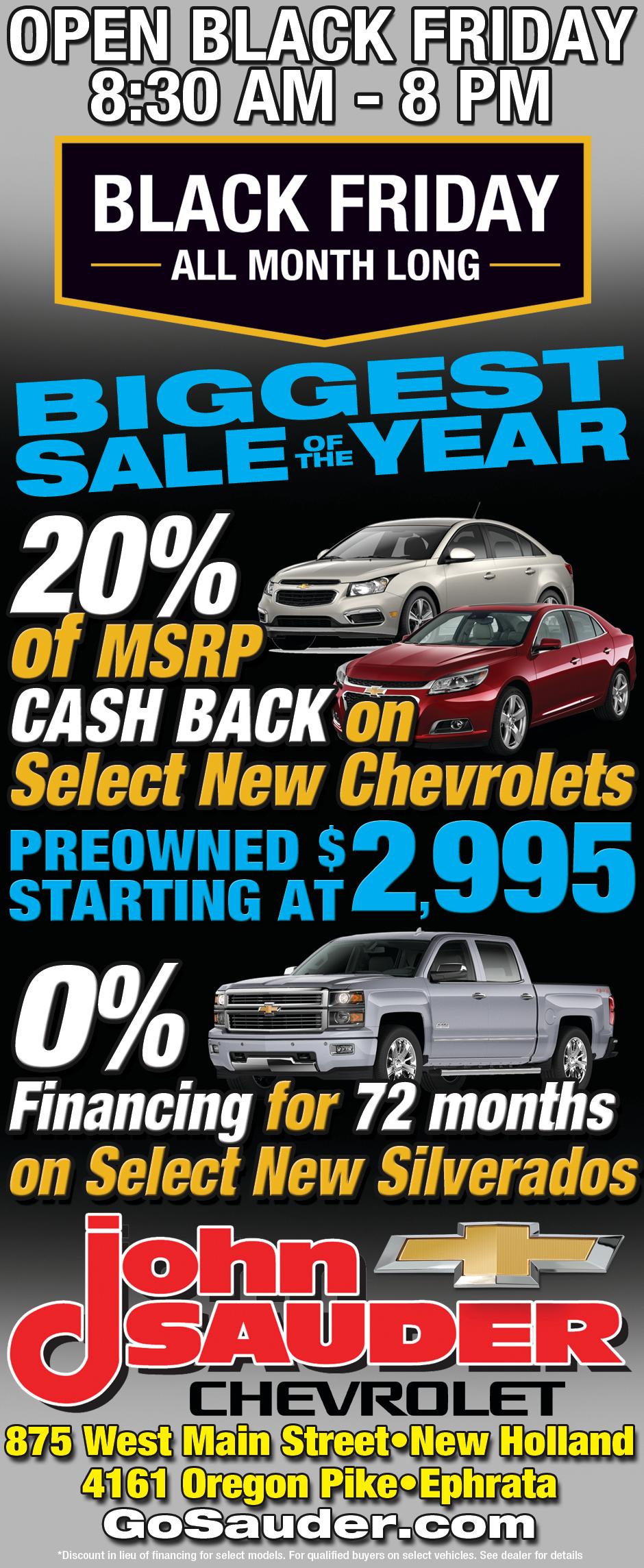 John Sauder Chevrolet of New Holland is a New Holland Chevrolet dealer