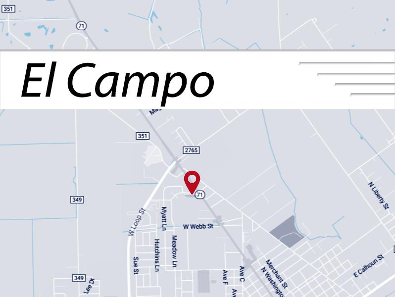 Map showing the El Campo area