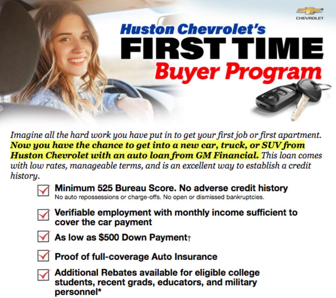 First Time Auto Buyer Program at Huston Chevrolet