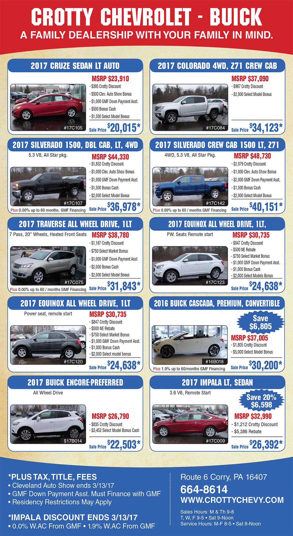 Crotty Chevrolet is a Warren, Erie, North East, Meadville, Titusville