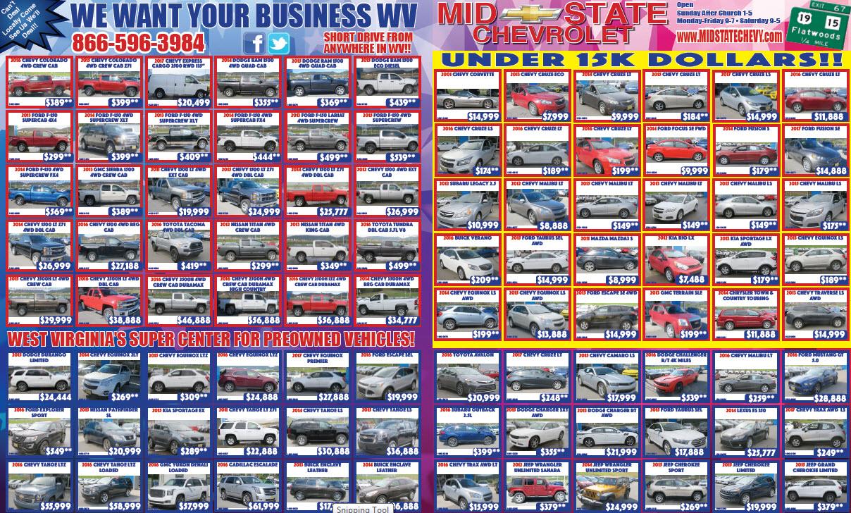 MidState Chevrolet is a SUTTON Chevrolet dealer and a new car and used car SUTTON WV Chevrolet