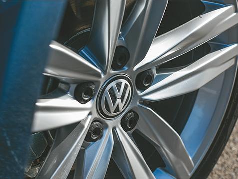 Close-up of VW tire rim.