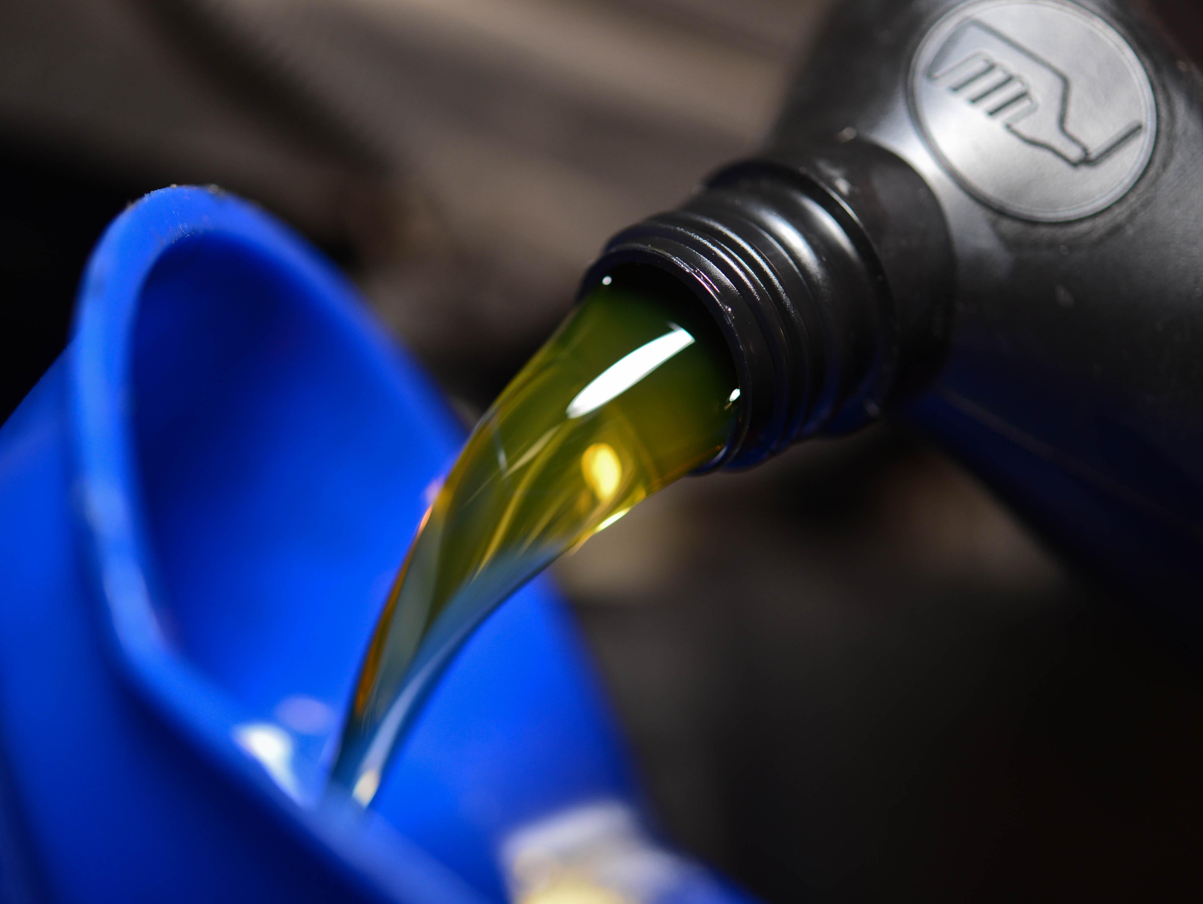 Oil change in process Oil change in process