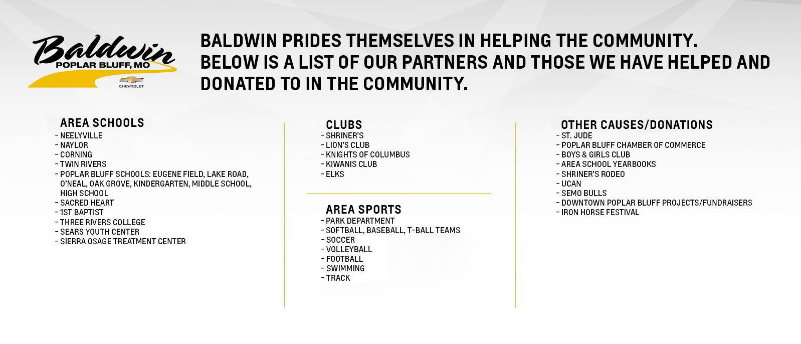 Baldwin Chevrolet is a POPLAR BLUFF Chevrolet dealer and a new car and used car POPLAR BLUFF MO