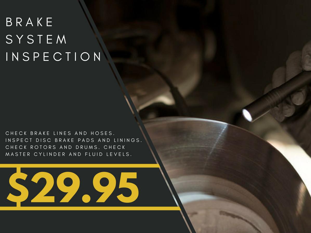 Brake System Inspection Service Menu
