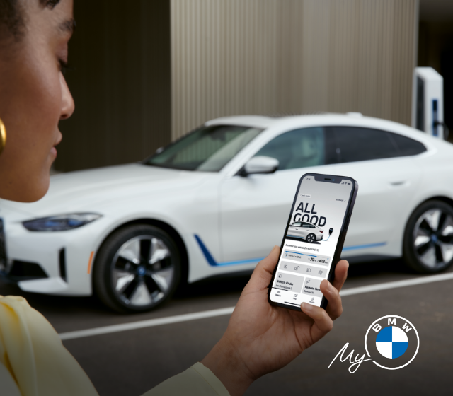 Lady browsing on My BMW App