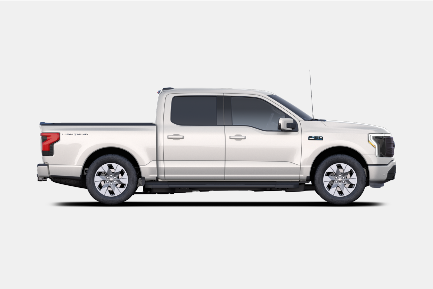 White F-150 Lightning isolated on light gray background