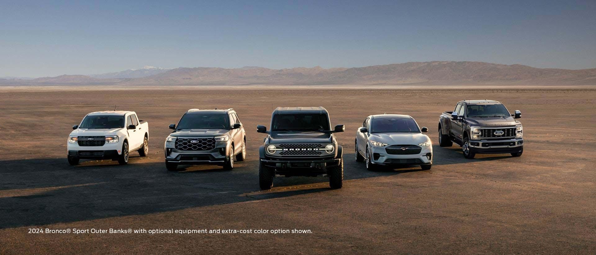 A pack shot of various Ford vehicles