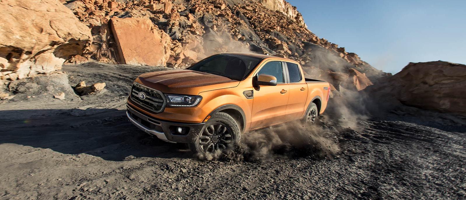 A 2022 Ford Ranger is running on the mountain road. A 2022 Ford Ranger is running on the mountain road.