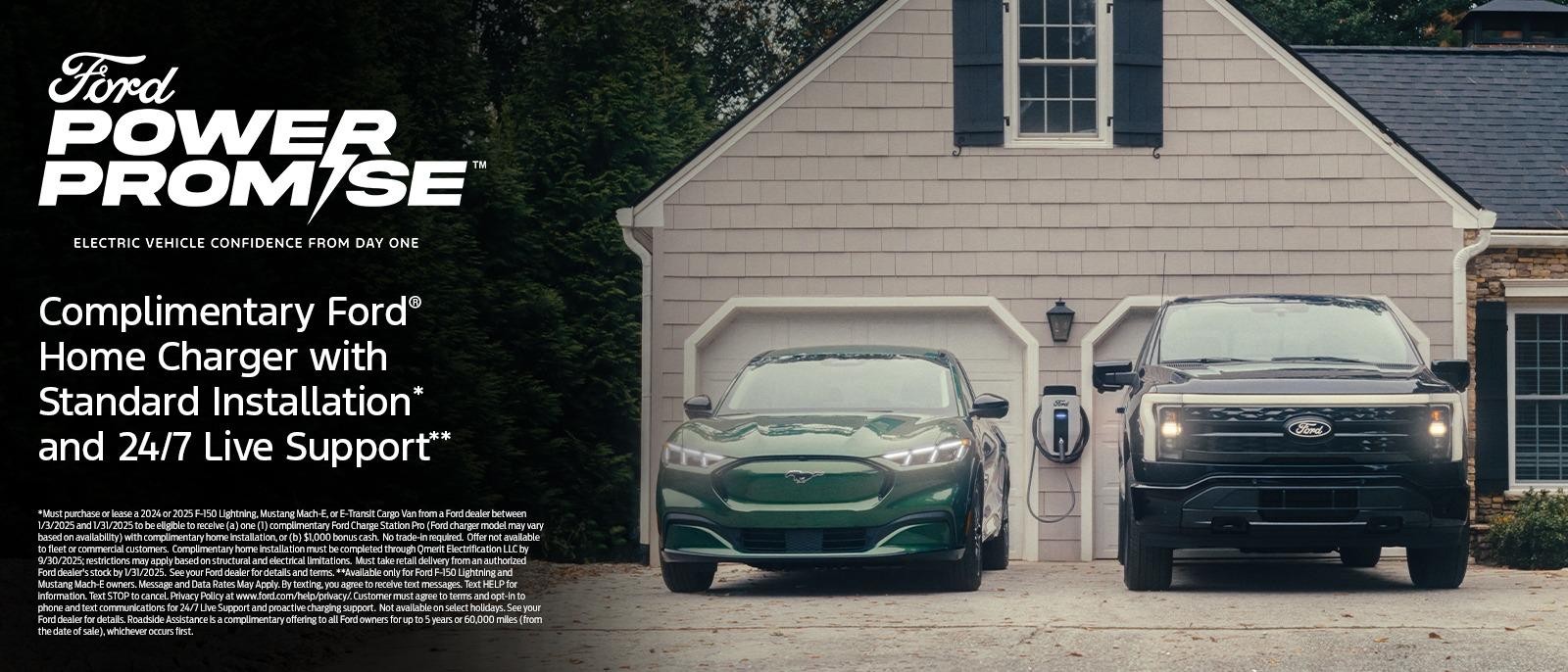 Complimentary Ford Home Charger with Standard Installation and 24/7 Live Support