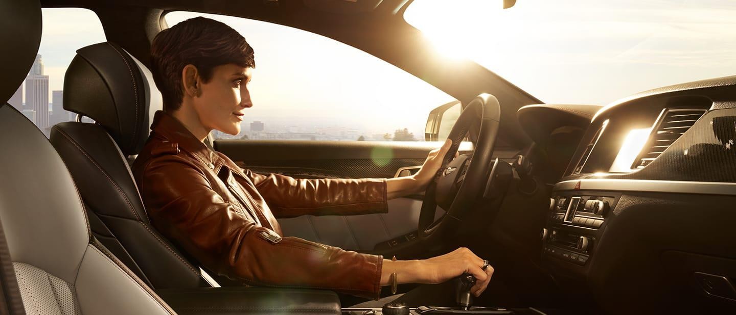 Woman in car driving