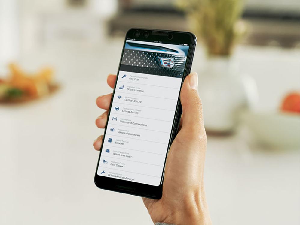call phone showing cadillac app