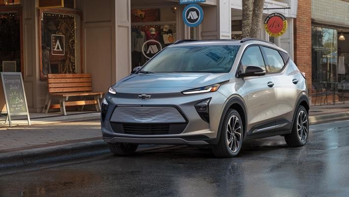 Chevrolet Bolt EV Parked in Front of a Business