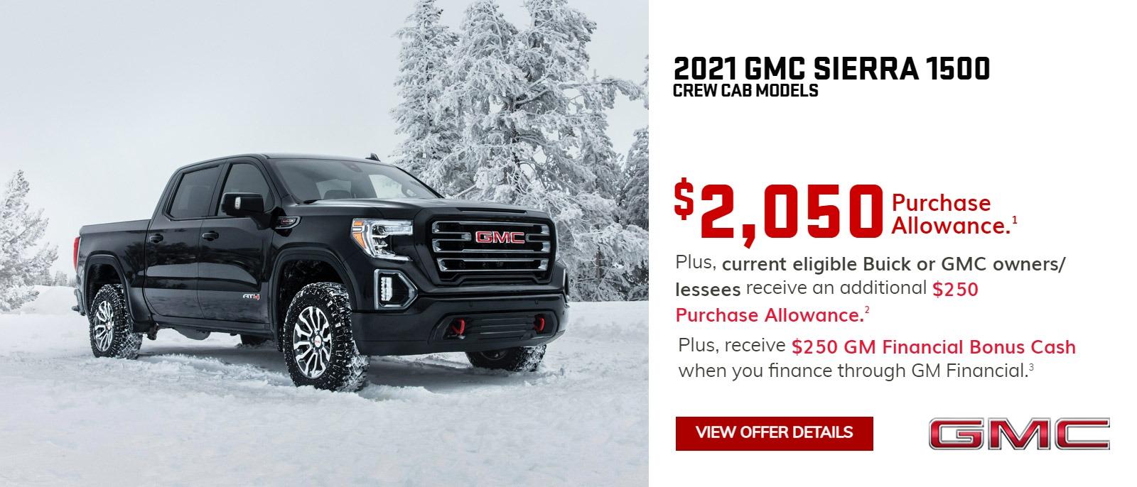 Purchase Allowance Offer for the 2021 GMC Sierra 1500