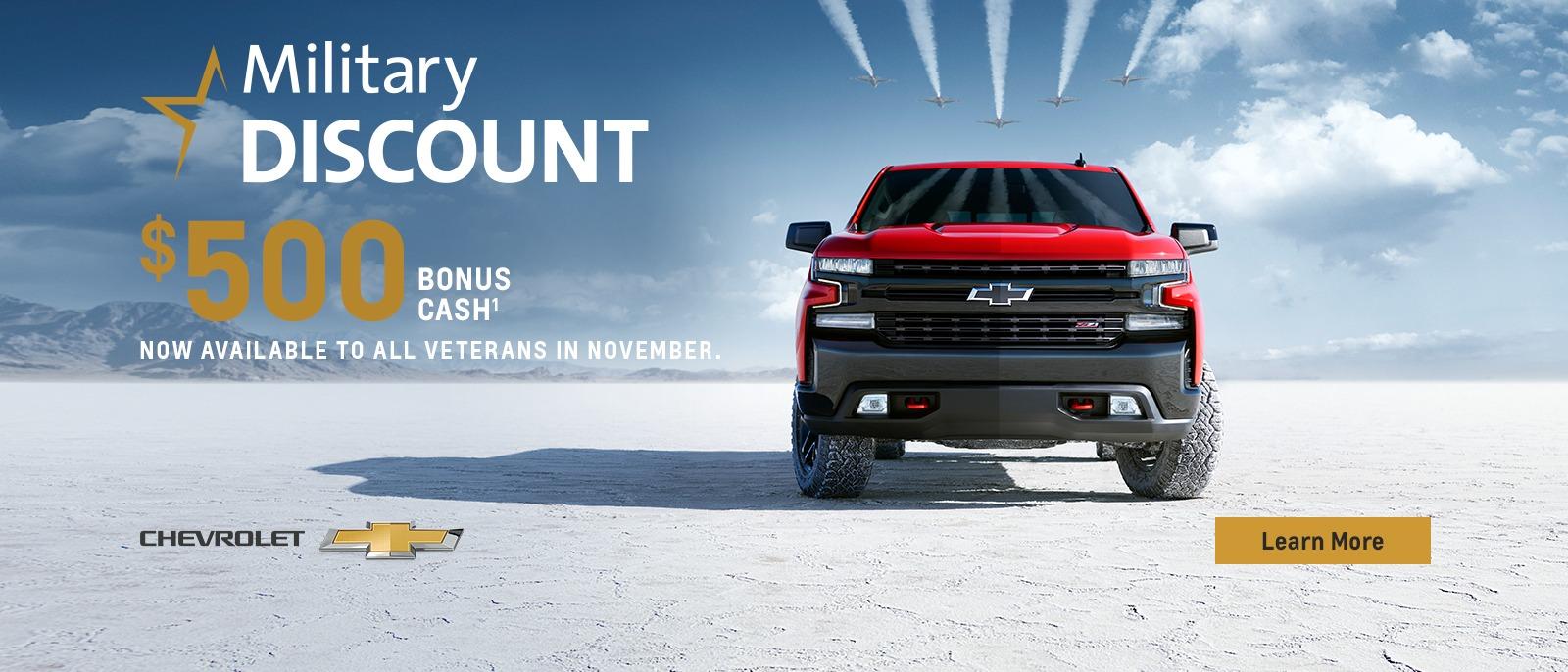 Military Discount. $500 bonus cash.