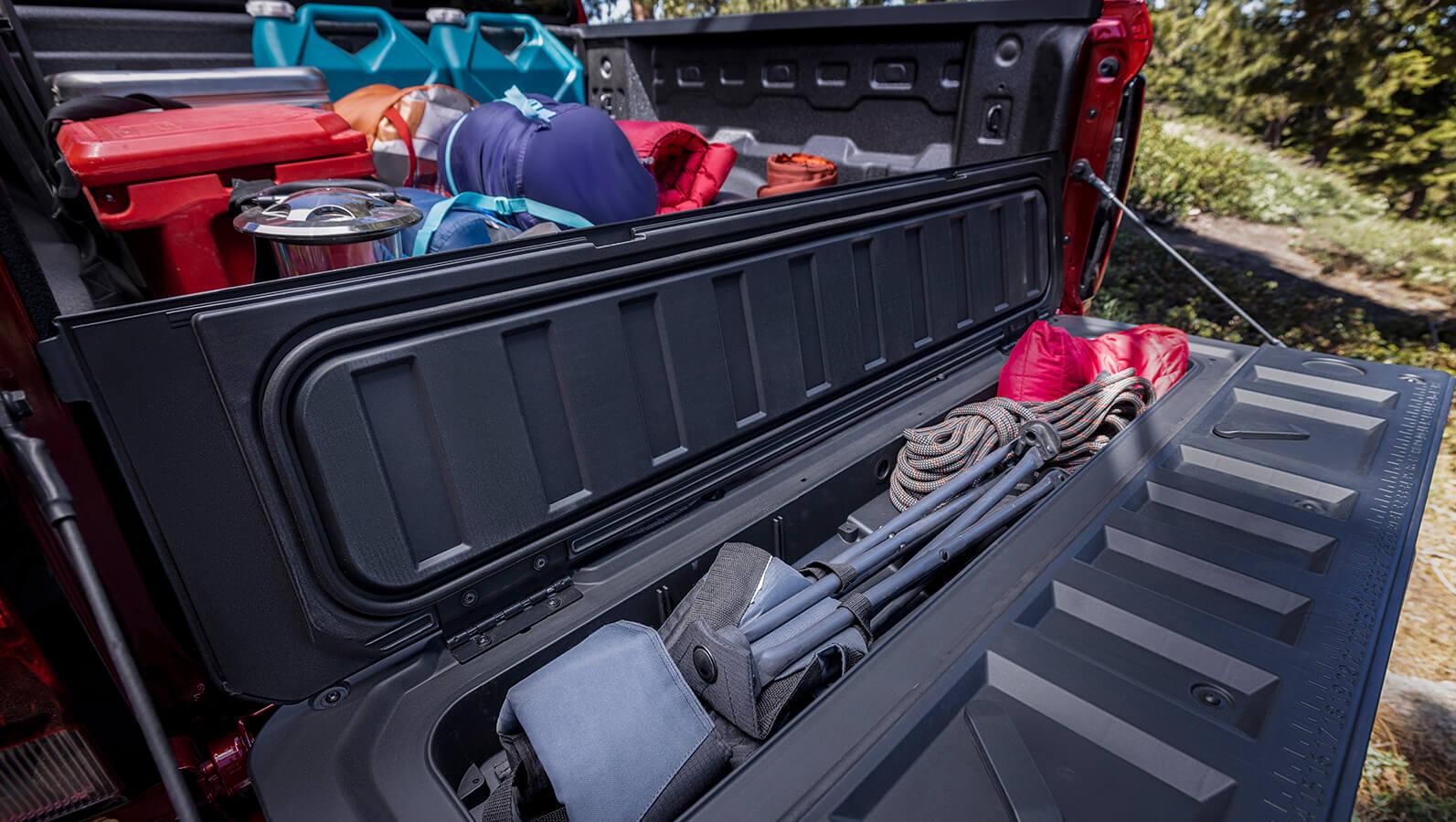 2023 Chevrolet Colorado tailgate view. 2023 Chevrolet Colorado tailgate view.