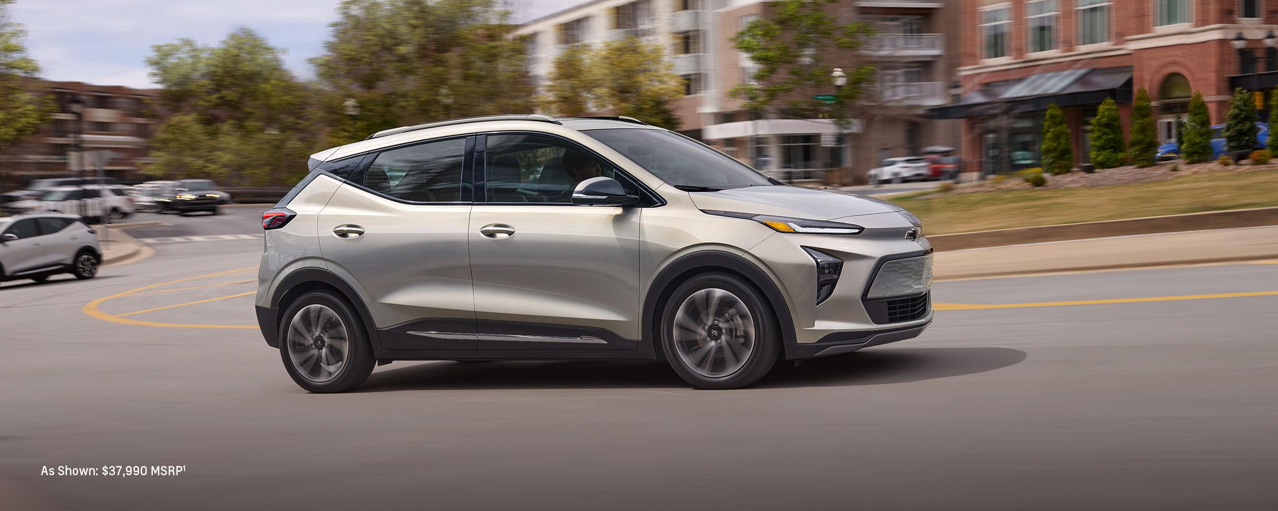 2023 Chevrolet Bolt EUV driving on road 2023 Chevrolet Bolt EUV driving on road
