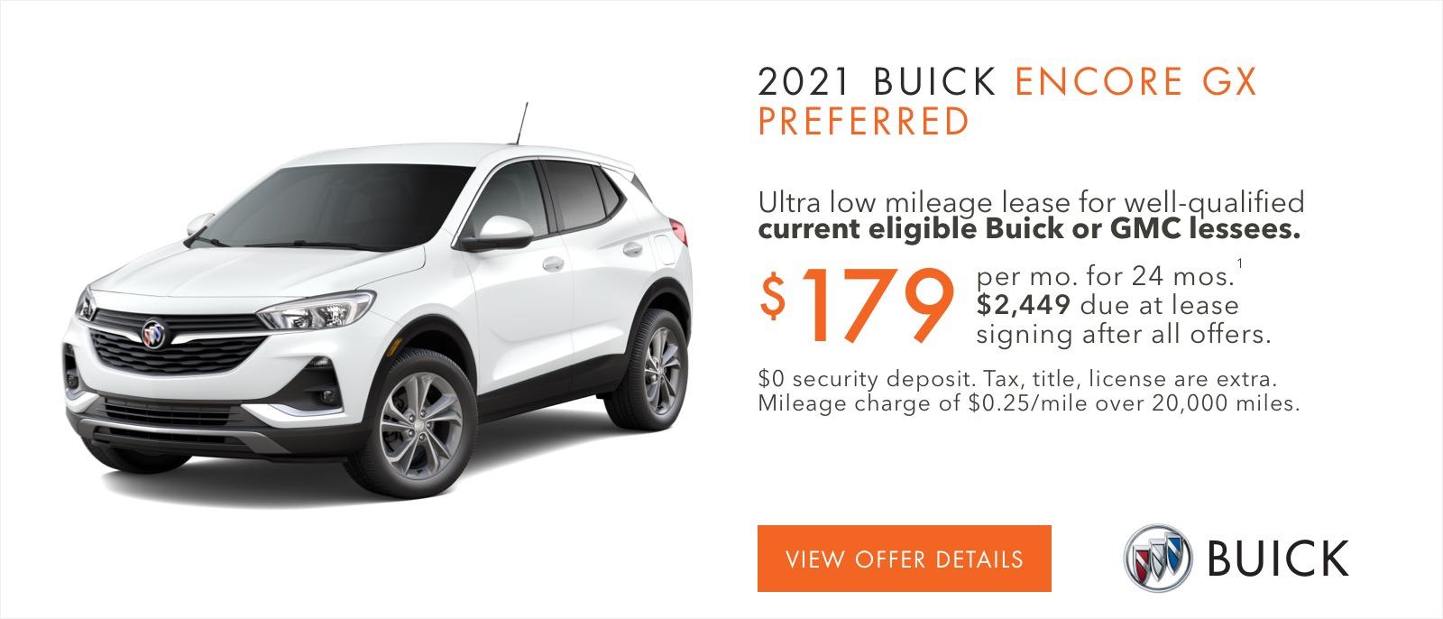 Lease Offer for the 2021 Buick Encore GX Preferred