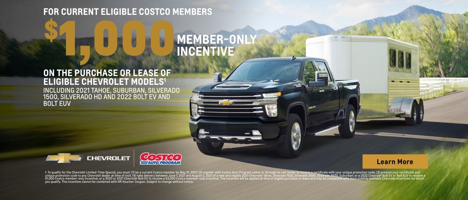 2021 Silverado HD
$1,000 member-only incentive on the purchase or lease of eligible Chevrolet models including 2021 Tahoe, Suburban, Silverado 1500, Silverado HD and 2022 Bolt EV and EUV