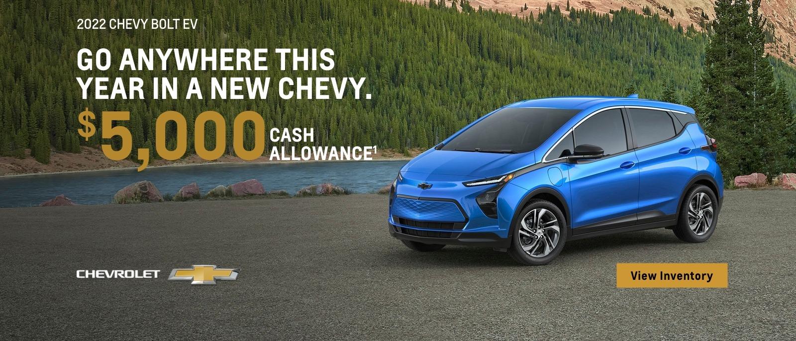 2022 Chevy Bolt EV. $5,000 Cash Allowance.