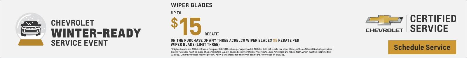 Up to $15 in rebates on wiper blades