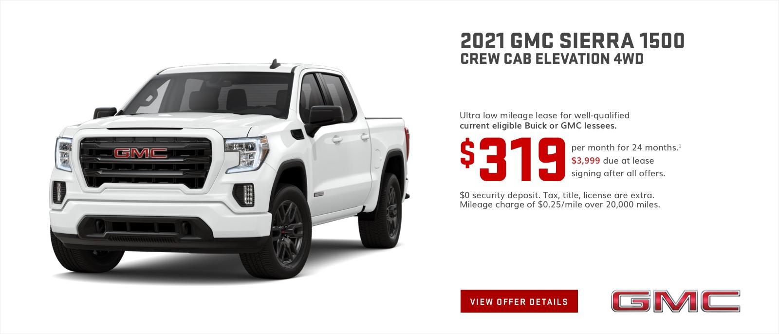 Lease Offer for the 2021 GMC Sierra 1500 Elevation