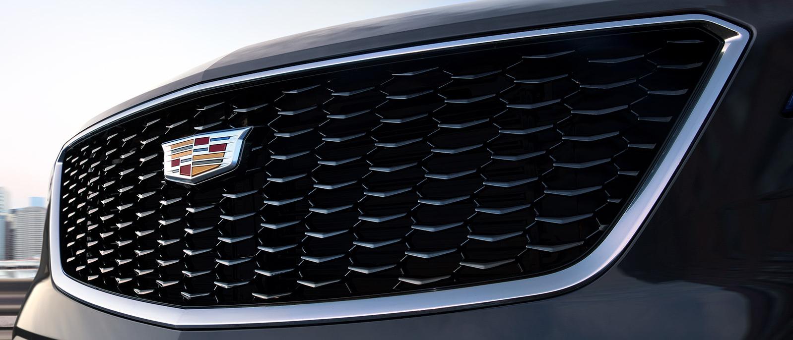 Close-up view of a 2019 Cadillac XT4 grille.