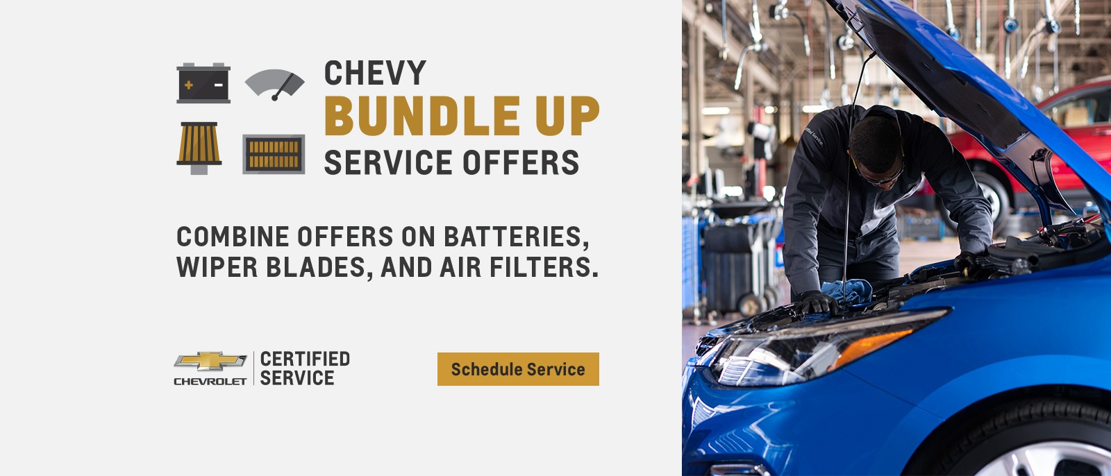 Combine offers on batteries, wiper blades, and air filters.