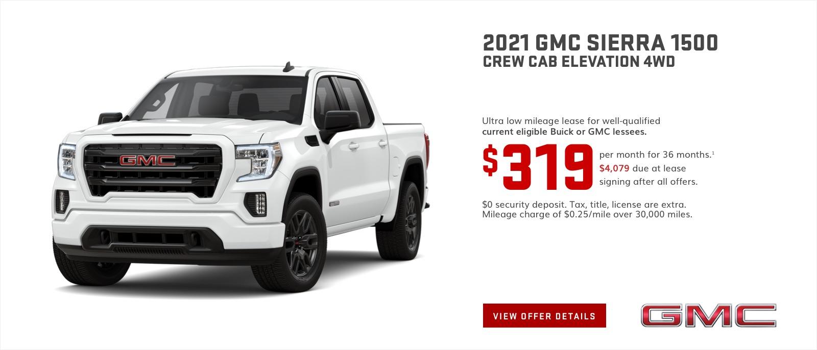 Lease Offer for the 2021 GMC Sierra 1500 Elevation