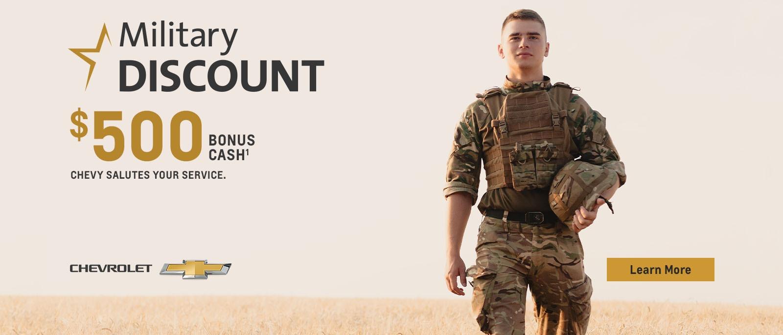 Military Discount. $500 bonus cash.