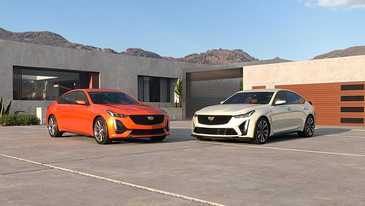 The 2023 Cadillac CT5-V and CT5-V Blackwing is in one frame. The 2023 Cadillac CT5-V and CT5-V Blackwing is in one frame.