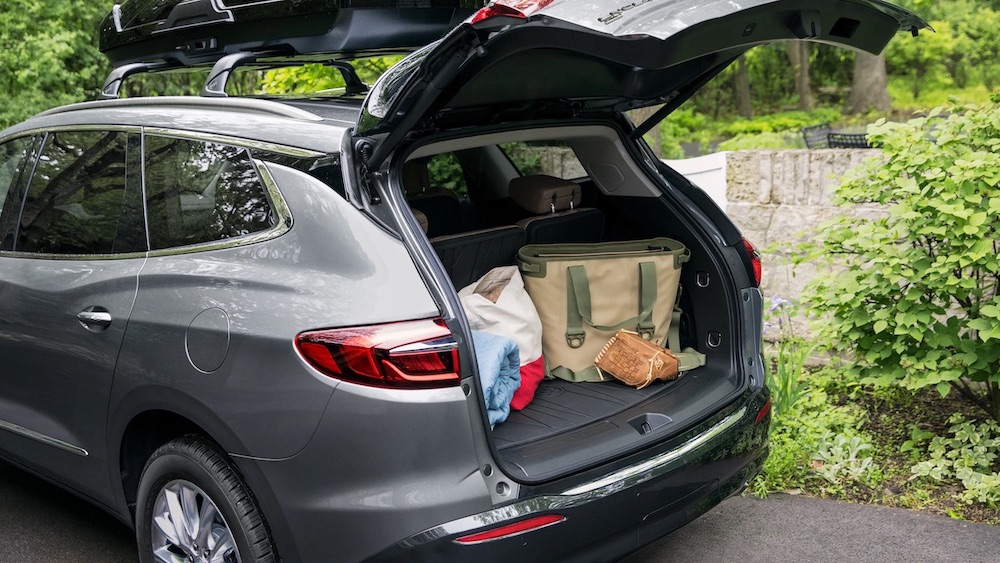 Rear view of Buick Enclave with cargo in the trunk