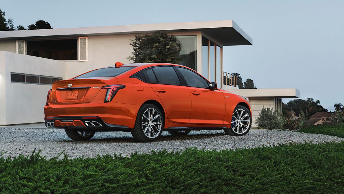Exterior view of a Cadillac CT5-V. Exterior view of a Cadillac CT5-V.