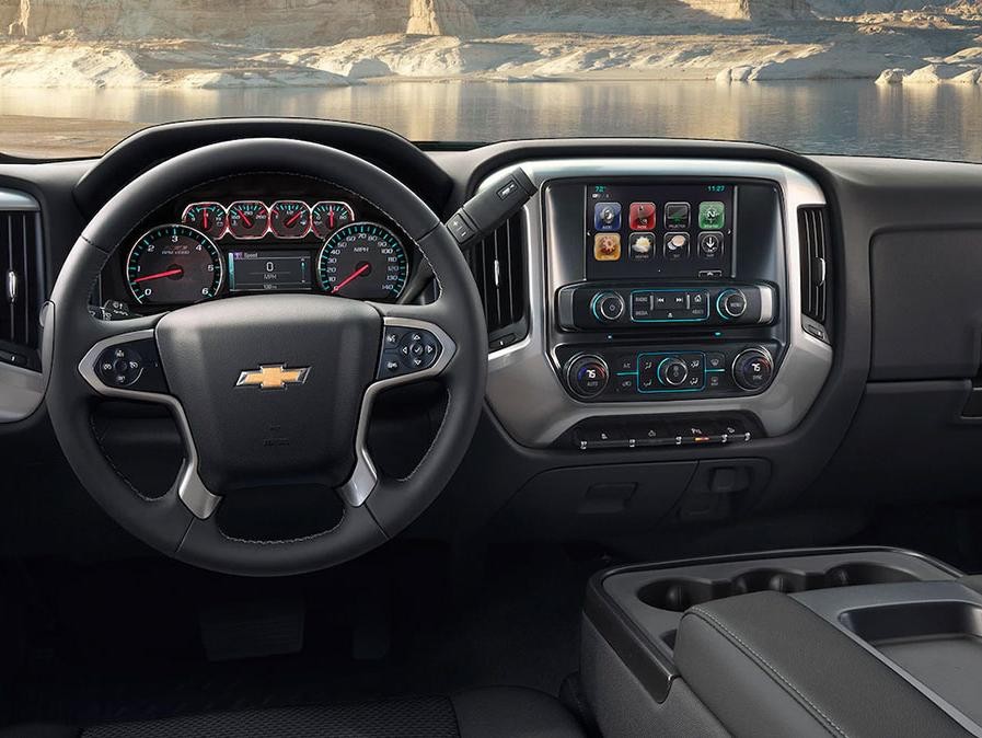 Interior close-up view of the 2019 Chevy Silverado 2500HD dash.