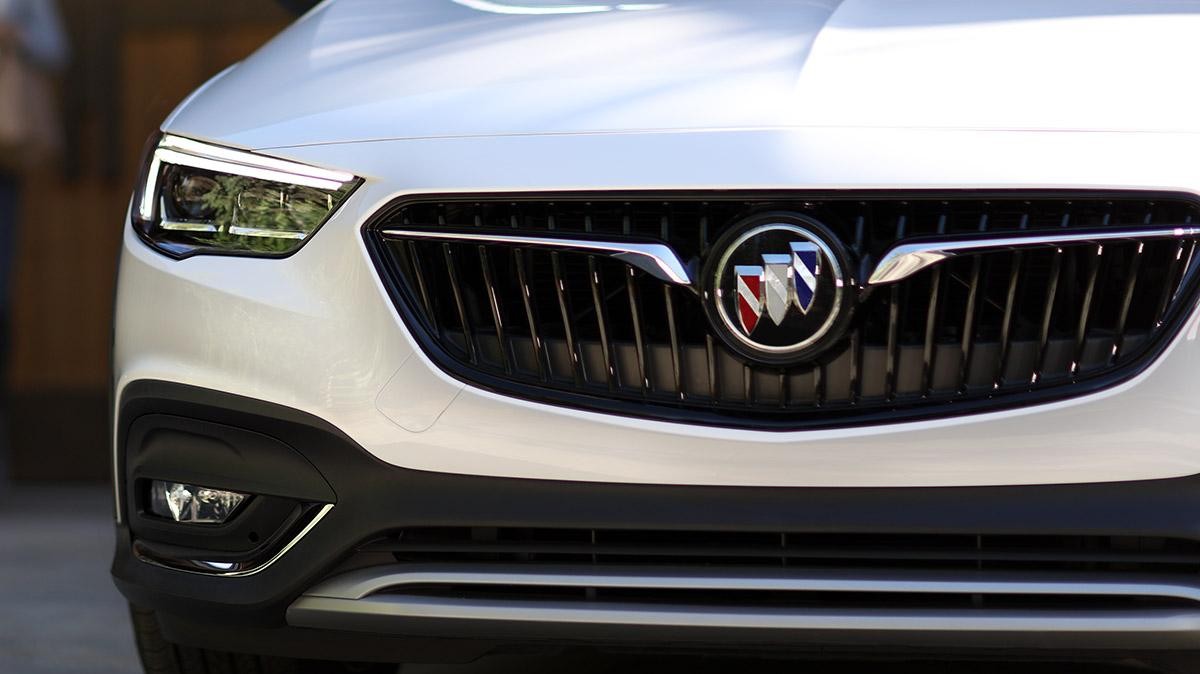 Front grille of a Buick Regal TourX with Buick Logo. Front grille of a Buick Regal TourX with Buick Logo.
