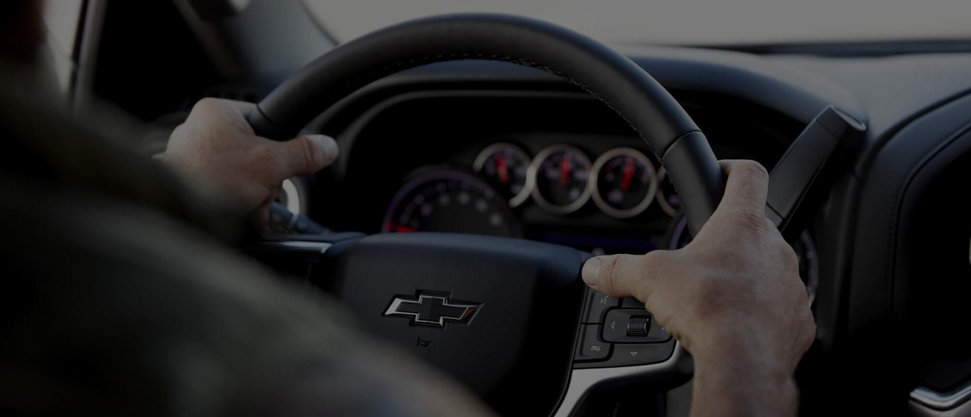 Chevy Steering Wheel Shot with Onstar Button