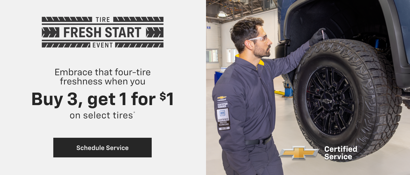 Buy 3 tires, get 1 for $1