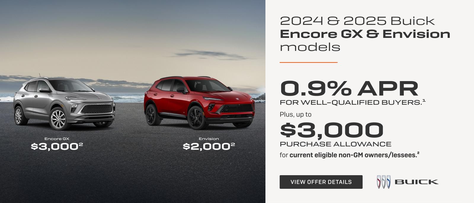 0.9% APR 
FOR WELL-QUALIFIED BUYERS.1

Plus, up to $3,000 PURCHASE ALLOWANCE for current eligible non-GM owners/lessees.2