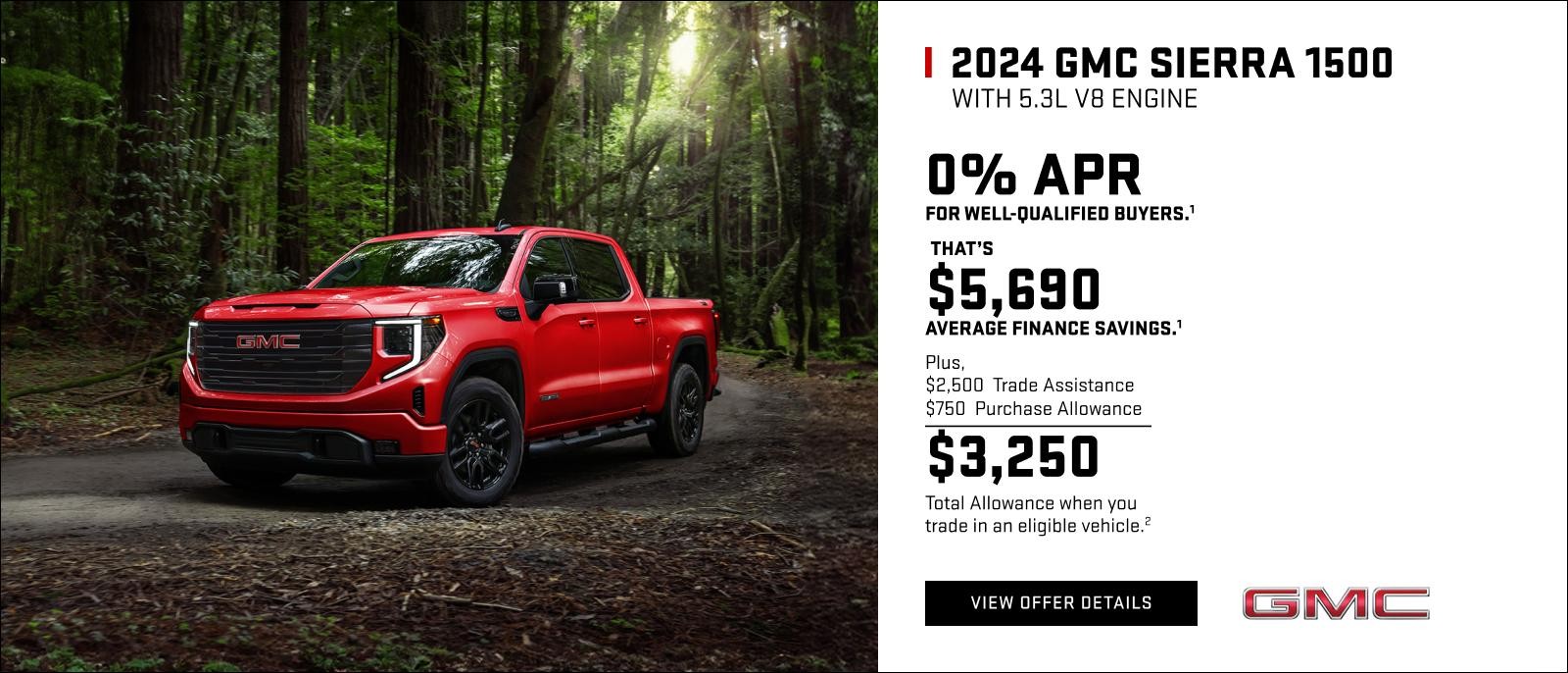 0% APR for well-qualified buyers.1

That's $5,690 Average Finance Savings1

Plus,

$2,500 Trade Assistance
$750 Purchase Allowance
$3,250 Total Allowance when you trade in an eligible vehicle.2