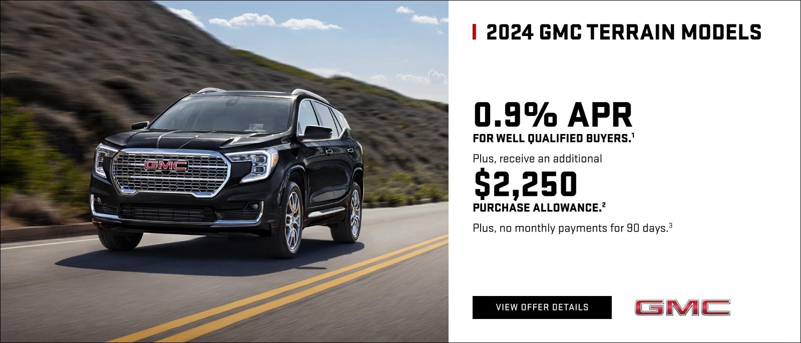 0.9% APR for well-qualified buyers.1

Plus, receive an additional $2,250 PURCHASE ALLOWANCE.2

Plus, no monthly payments for 90 days.3